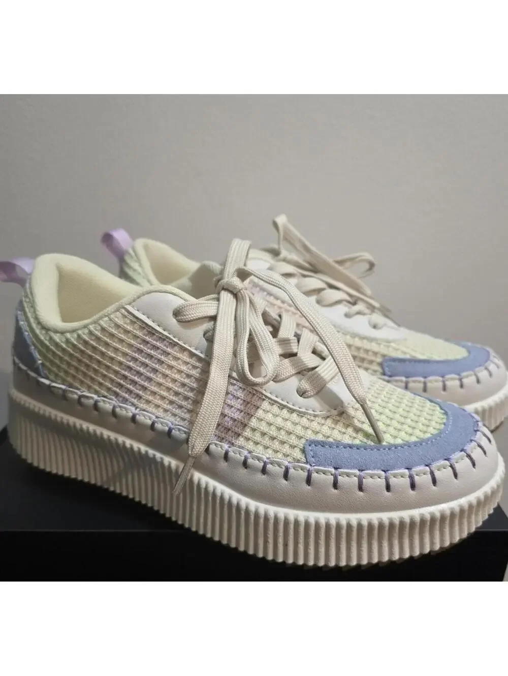Nicole Miller Women's Woven Mixed-Media Platform Sneakers Shoes - Size 8